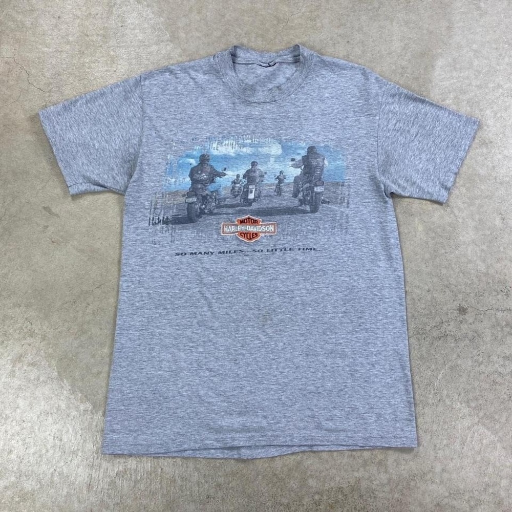 Vintage 90s Harley Davidson So Many Miles Shirt Size Large Gray Marquette MI
